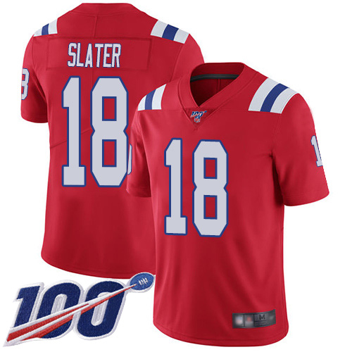 New England Patriots Football #18 100th Season Limited Red Men Matthew Slater Alternate NFL Jersey->new england patriots->NFL Jersey